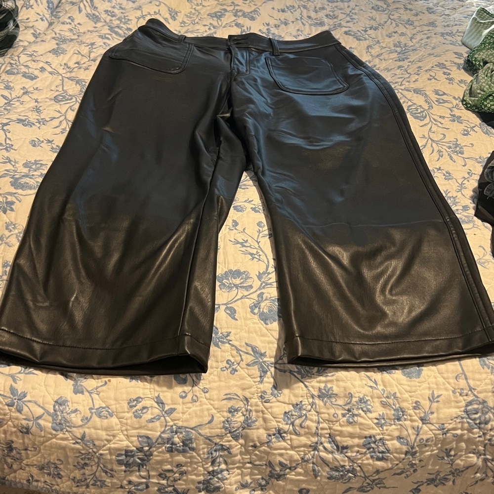 Maurices Edgely Black Wide Leg Pants-faux leather